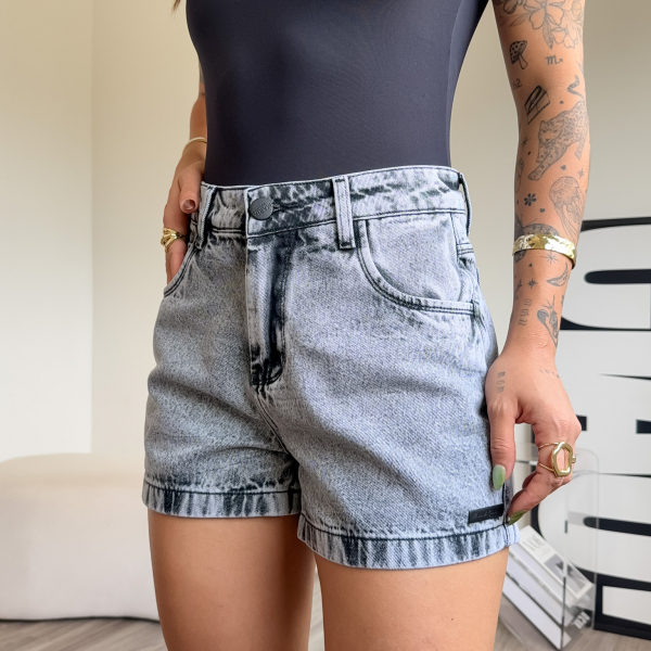 SHORT MOM PRETO MARMORIZADO 115-2