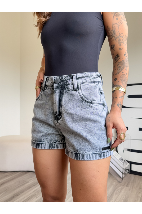 SHORT MOM PRETO MARMORIZADO 115-2