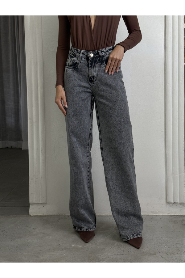 CALÇA WIDE LEG PRETO ESTONADO 604-4