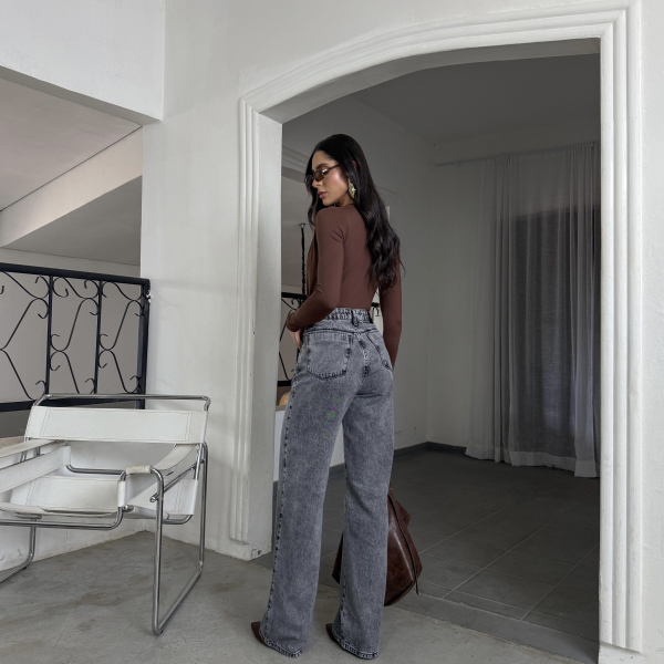 CALÇA WIDE LEG PRETO ESTONADO 604-4