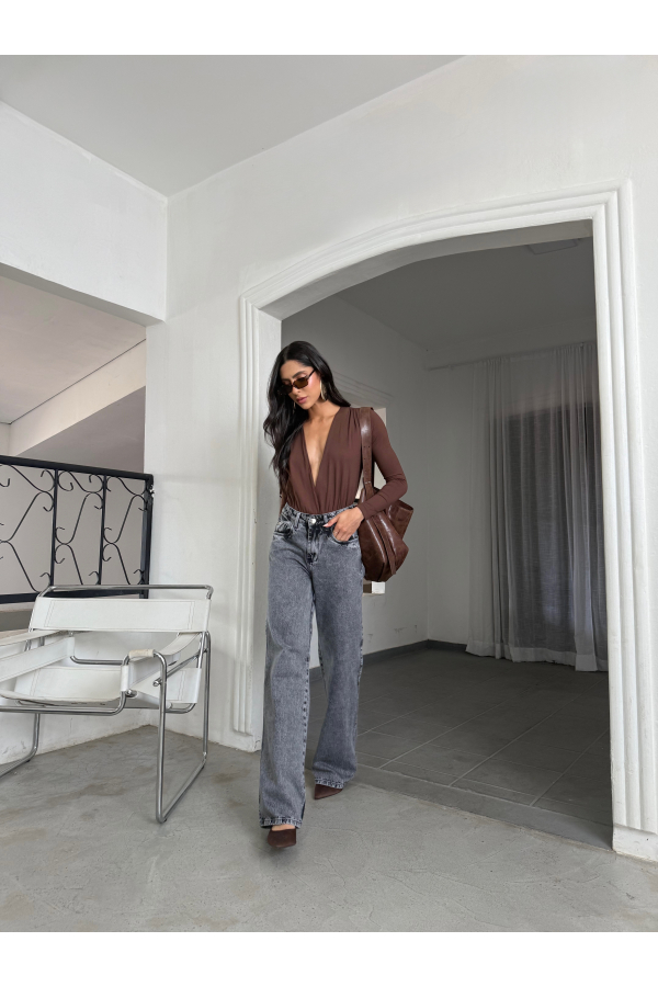 CALÇA WIDE LEG PRETO ESTONADO 604-4