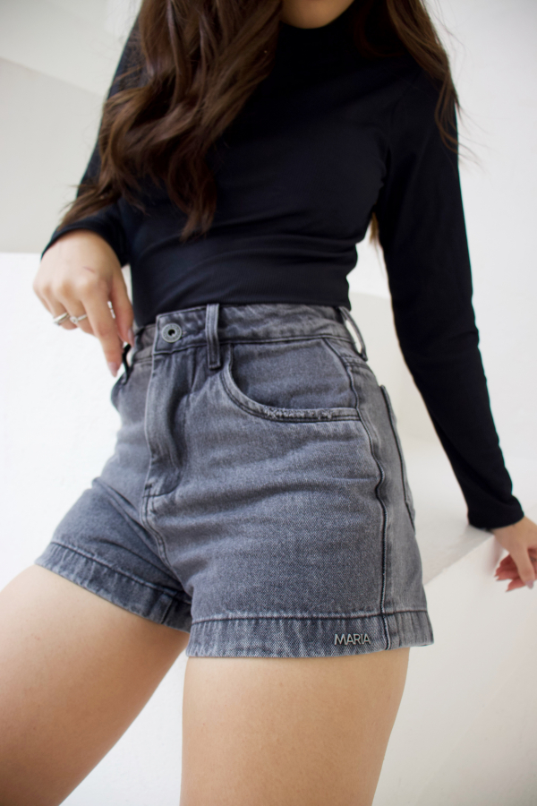 SHORT MOM PRETO MARMORIZADO 115-2